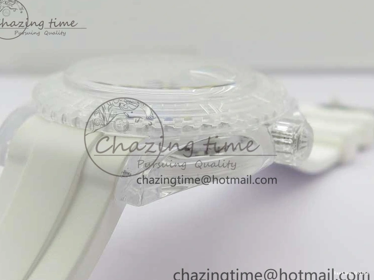 0518 Affordable Submariner Phantomlab Transparent KZF Best Edition Blue Space Dial on White Rubber Strap VR 2566